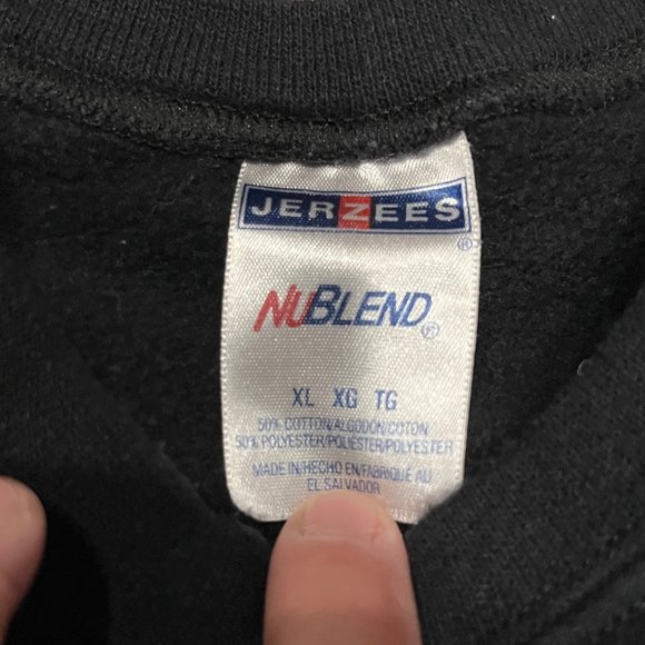 Vintage Jerzees NuBlend Blank Sweatshirt Black Crewneck Adult CLarge Sweater - Picture 6 of 6
